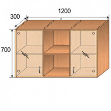 Полка навесная со стеклами, 1200x300x700мм, ФВ-КПН016